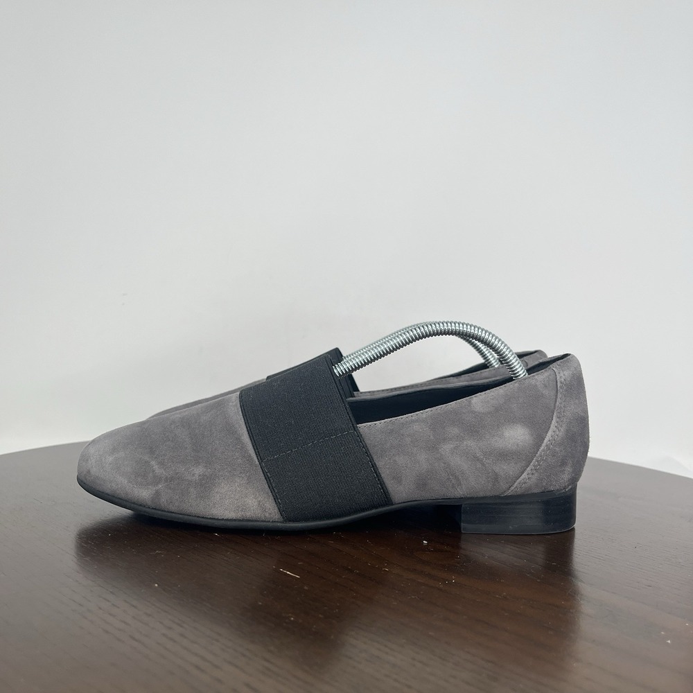 Clarks UN‎ Blush Shoes Women's 8.5W Wide Gray Black Suede Comfort Career Loafer
